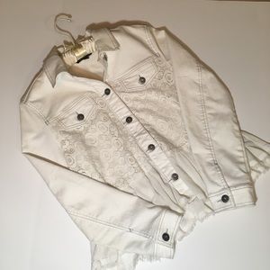 Baccini White Lace Denim Jacket